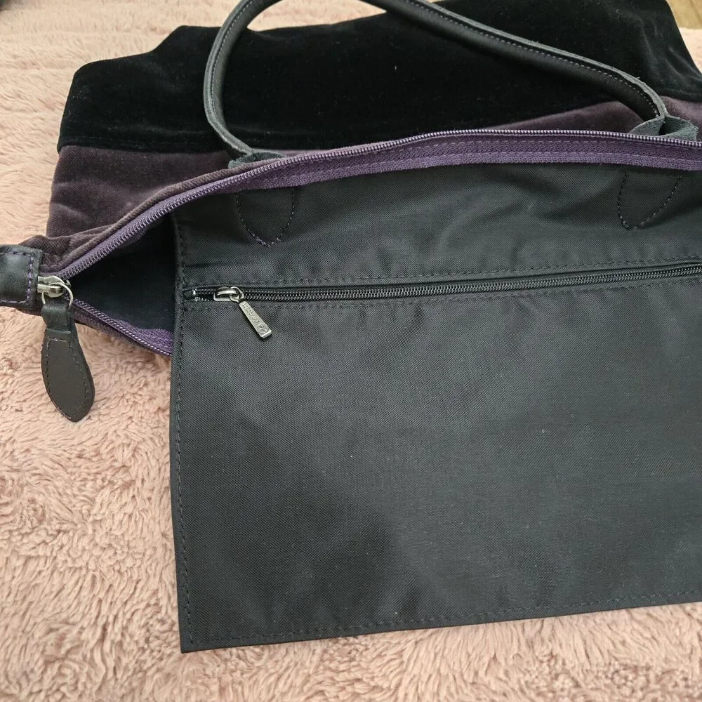 Longchamp Pliage velvet mini Multicolour‎ Black/Eggplant